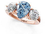 Rose gold Fancy Blue Pear Cut Diamond Three-Stone Ring with Prong Setting and Classic Band_147