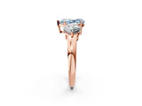 Rose gold Fancy Blue Pear Cut Diamond Three-Stone Ring with Prong Setting and Classic Band_148