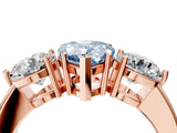 Rose gold Fancy Blue Pear Cut Diamond Three-Stone Ring with Prong Setting and Classic Band_150