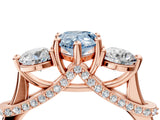 Rose gold Fancy Blue Pear Cut Diamond Three-Stone Ring with Prong Setting and Pavé Band_4