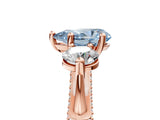 Rose gold Fancy Blue Pear Cut Diamond Three-Stone Ring with Prong Setting and Pavé Band_5