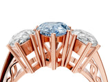 Rose gold Fancy Blue Pear Cut Diamond Three-Stone Ring with Prong Setting and Textured Band_4