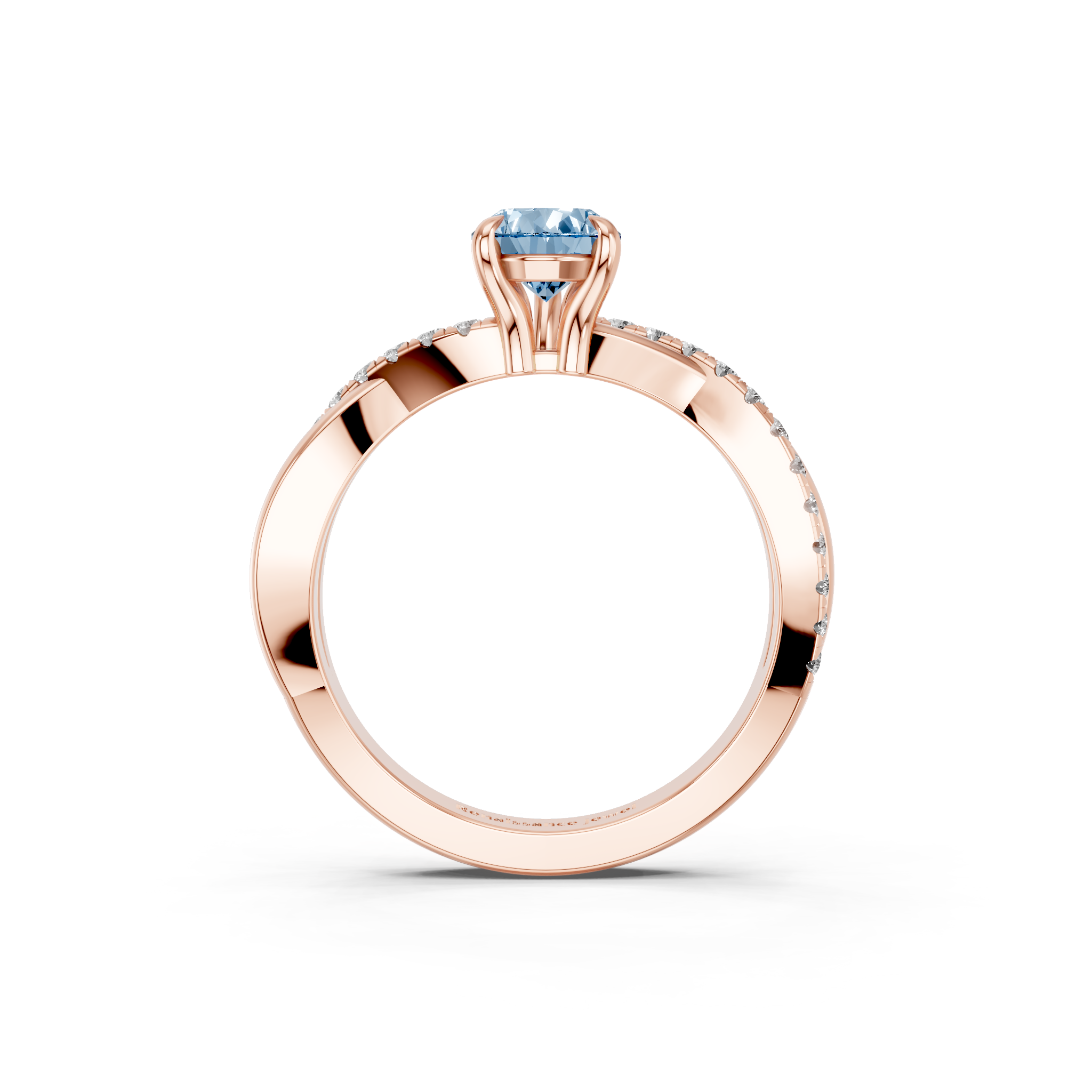 Rose gold Fancy Blue Pear  Cut Diamond Twist Band Solitaire with Prong Setting_5
