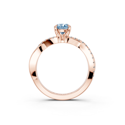 Rose gold Fancy Blue Pear  Cut Diamond Twist Band Solitaire with Prong Setting_5