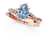 Rose gold Fancy Blue Pear  Cut Diamond Twist Band Solitaire with Prong Setting_62