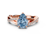 Rose gold Fancy Blue Pear  Cut Diamond Twisted Band Engagement Ring with Prong Setting_3