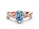 Rose gold Fancy Blue Pear  Cut Diamond Twisted Band with Pavé Setting and Four-Prong Setting_20