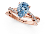 Rose gold Fancy Blue Pear  Cut Diamond Twisted Band with Pavé Setting and Four-Prong Setting_21