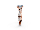 Rose gold Fancy Blue Pear  Cut Diamond Twisted Band with Pavé Setting and Four-Prong Setting_22