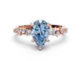 Rose gold Fancy Blue Pear  Cut Diamond Vine Band with Four-Prong Setting_71