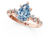 Rose gold Fancy Blue Pear  Cut Diamond Vine Band with Four-Prong Setting_72