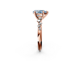 Rose gold Fancy Blue Pear  Cut Diamond Vine Band with Four-Prong Setting_73