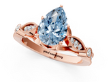 Rose gold Fancy Blue Pear  Cut Diamond with Milgrain Marquise and Bezel Accents on a Solitaire Band with Prong Setting_196