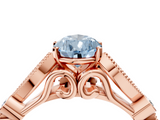 Rose gold Fancy Blue Pear  Cut Diamond with Milgrain Marquise and Bezel Accents on a Solitaire Band with Prong Setting_199