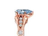 Rose gold Fancy Blue Pear  Cut Diamond with Milgrain Marquise and Bezel Accents on a Solitaire Band with Prong Setting_200