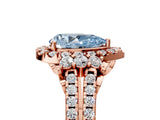 Rose gold Fancy Blue Pear  Cut Double Halo Diamond Engagement Ring with Pave Band and Four-Prong Setting_48