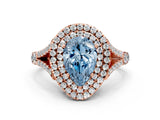 Rose gold Fancy Blue Pear  Cut Double Halo Split Shank Diamond Ring with Prong Setting_49