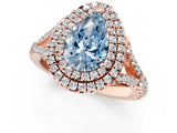 Rose gold Fancy Blue Pear  Cut Double Halo Split Shank Diamond Ring with Prong Setting_50