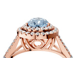 Rose gold Fancy Blue Pear  Cut Double Halo Split Shank Diamond Ring with Prong Setting_53