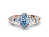 Rose gold Fancy Blue Pear  Cut Five-Stone Prong Set Diamond Ring with Classic Band_32