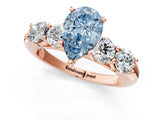 Rose gold Fancy Blue Pear  Cut Five-Stone Prong Set Diamond Ring with Classic Band_33