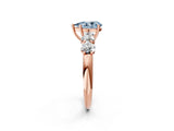 Rose gold Fancy Blue Pear  Cut Five-Stone Prong Set Diamond Ring with Classic Band_34