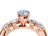Rose gold Fancy Blue Pear  Cut Five-Stone Prong Set Diamond Ring with Classic Band_36