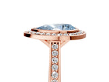 Rose gold Fancy Blue Pear Cut Halo Bezel Diamond Pave Band Ring_5