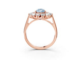 Rose gold Fancy Blue Pear Cut Halo Cluster Diamond Ring with Pave Band and Four-Prong Setting_15