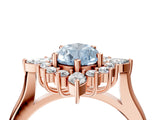 Rose gold Fancy Blue Pear Cut Halo Diamond Cluster Ring with Marquise and Round Stones on a White Gold Band with Prong Setting_4