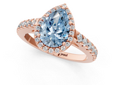 Rose gold Fancy Blue Pear  Cut Halo Diamond Engagement Ring with Pave Band and Four-Prong Setting_29
