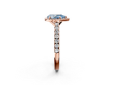 Rose gold Fancy Blue Pear  Cut Halo Diamond Engagement Ring with Pave Band and Four-Prong Setting_30