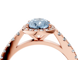 Rose gold Fancy Blue Pear  Cut Halo Diamond Engagement Ring with Pave Band and Four-Prong Setting_32