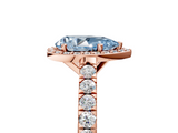 Rose gold Fancy Blue Pear  Cut Halo Diamond Engagement Ring with Pave Band and Four-Prong Setting_33