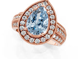 Rose gold Fancy Blue Pear Cut Halo Diamond Engagement Ring with Pave Split Shank and Four-Prong Setting_1