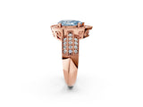 Rose gold Fancy Blue Pear Cut Halo Diamond Engagement Ring with Pave Split Shank and Four-Prong Setting_2