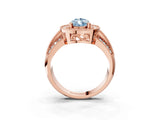 Rose gold Fancy Blue Pear Cut Halo Diamond Engagement Ring with Pave Split Shank and Four-Prong Setting_3