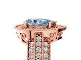 Rose gold Fancy Blue Pear Cut Halo Diamond Engagement Ring with Pave Split Shank and Four-Prong Setting_5