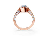 Rose gold Fancy Blue Pear Cut Halo Diamond Engagement Ring with Split Shank Band and Four-Prong Setting_3