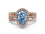 Rose gold Fancy Blue Pear  Cut Halo Diamond Engagement Ring with Split Shank and Four-Prong Setting_20