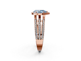Rose gold Fancy Blue Pear  Cut Halo Diamond Engagement Ring with Split Shank and Four-Prong Setting_22