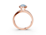Rose gold Fancy Blue Pear  Cut Halo Diamond Engagement Ring with Split Shank and Four-Prong Setting_23