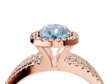 Rose gold Fancy Blue Pear  Cut Halo Diamond Engagement Ring with Split Shank and Four-Prong Setting_24