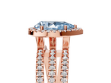 Rose gold Fancy Blue Pear  Cut Halo Diamond Engagement Ring with Split Shank and Four-Prong Setting_25