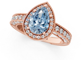 Rose gold Fancy Blue Pear  Cut Halo Diamond Pave Band Ring with Four-Prong Setting_46