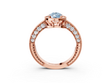 Rose gold Fancy Blue Pear  Cut Halo Diamond Pave Band Ring with Four-Prong Setting_48