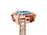Rose gold Fancy Blue Pear  Cut Halo Diamond Pave Band Ring with Four-Prong Setting_50