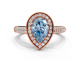 Rose gold Fancy Blue Pear  Cut Halo Diamond Pave Band with Four-Prong Setting_37