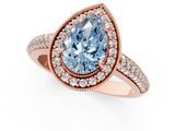 Rose gold Fancy Blue Pear  Cut Halo Diamond Pave Band with Four-Prong Setting_38