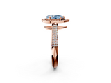 Rose gold Fancy Blue Pear  Cut Halo Diamond Pave Band with Four-Prong Setting_39